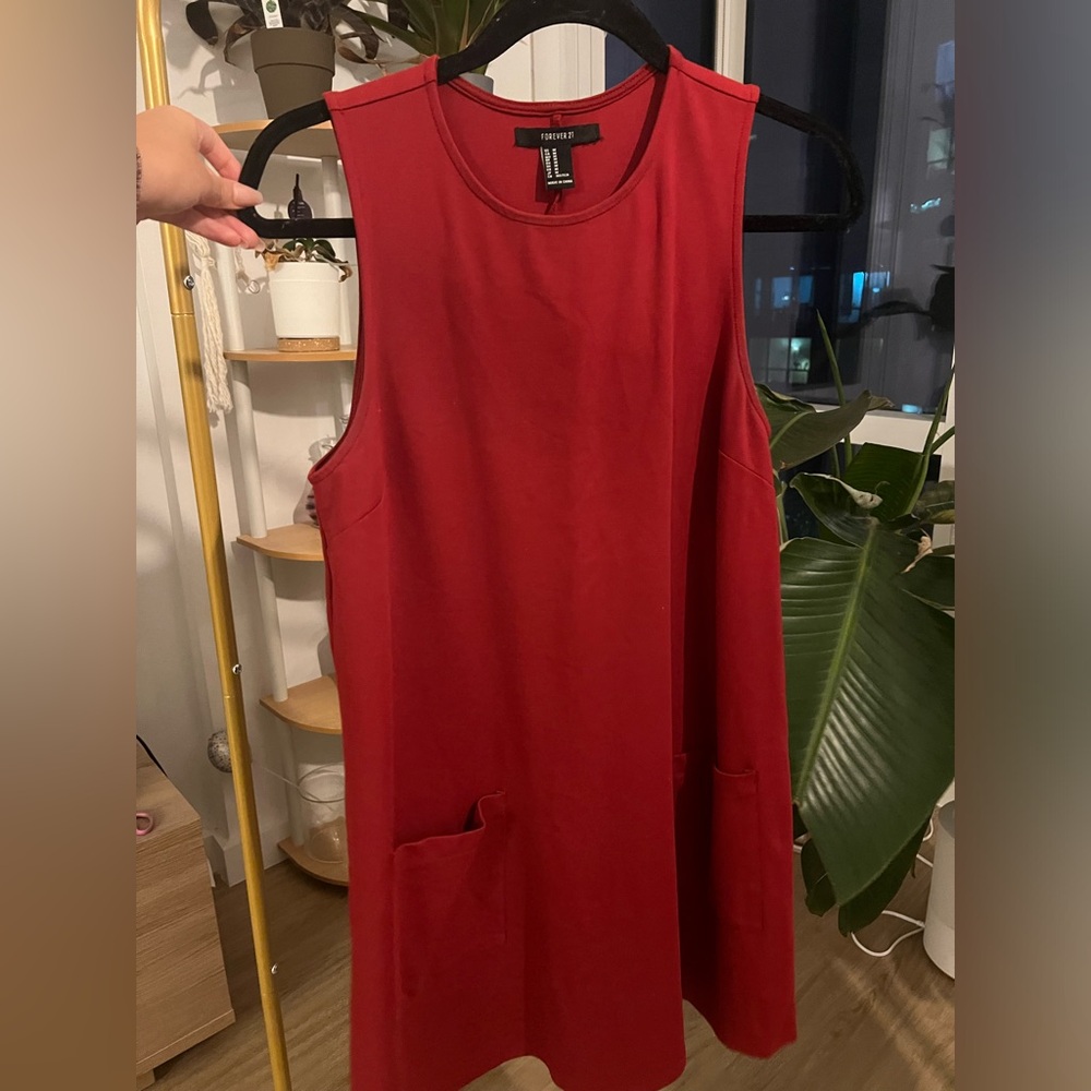 Red A-line dress with POCKETS!